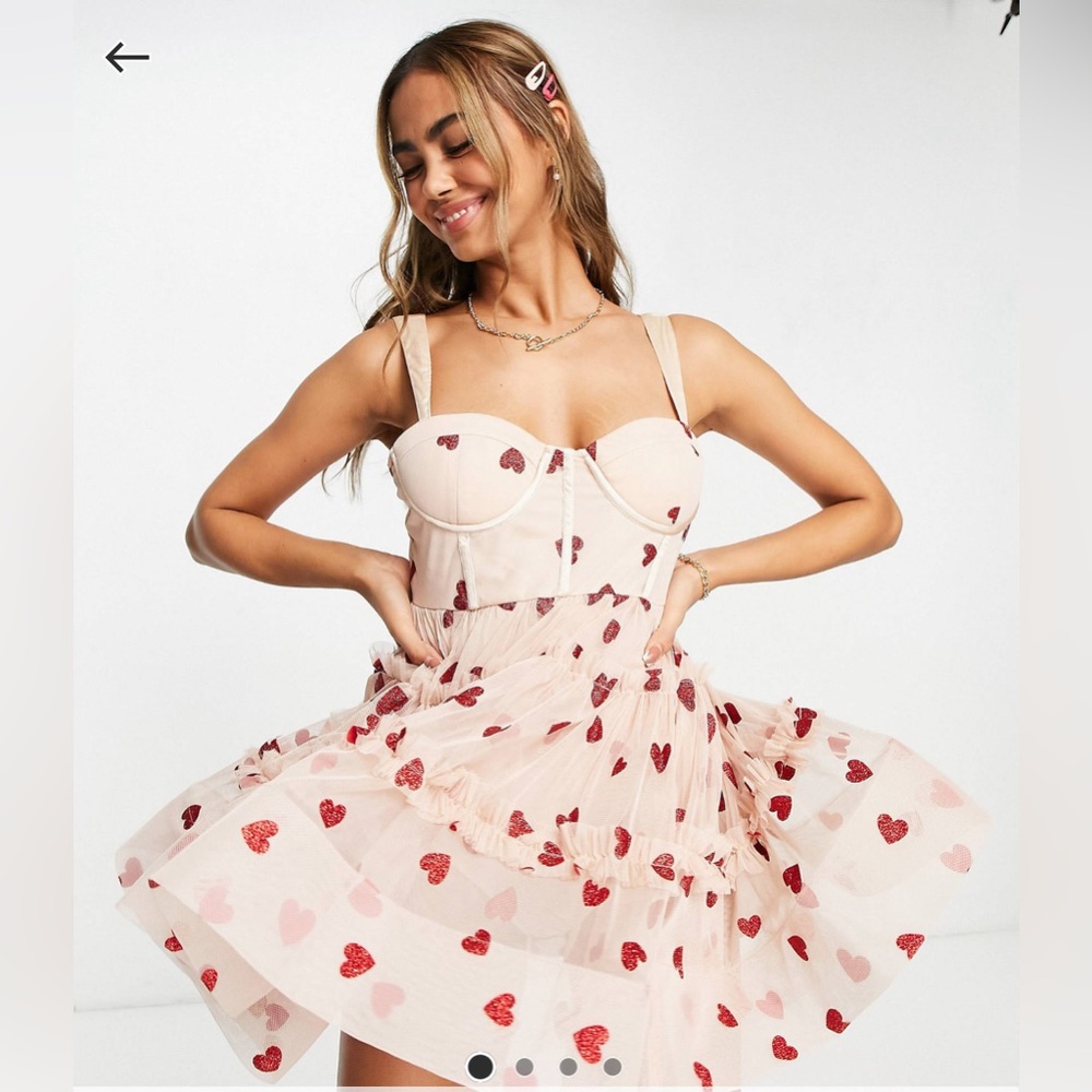Lace & Beads ❤️exclusive corset tiered mini dress, US 2